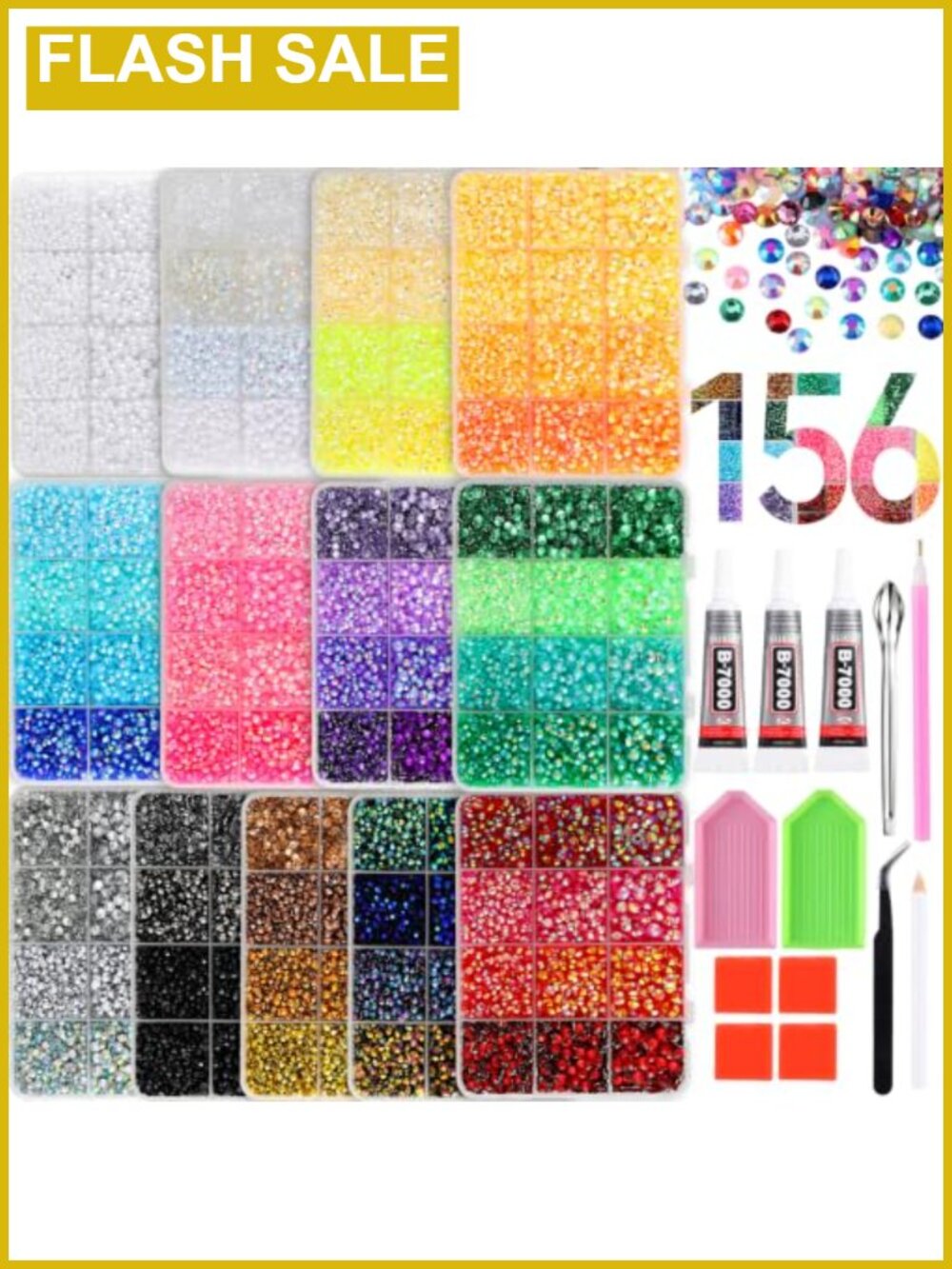 117000Pcs Bedazzling Kit 3/4/5mm 13 Colors Flatback Rhinestones